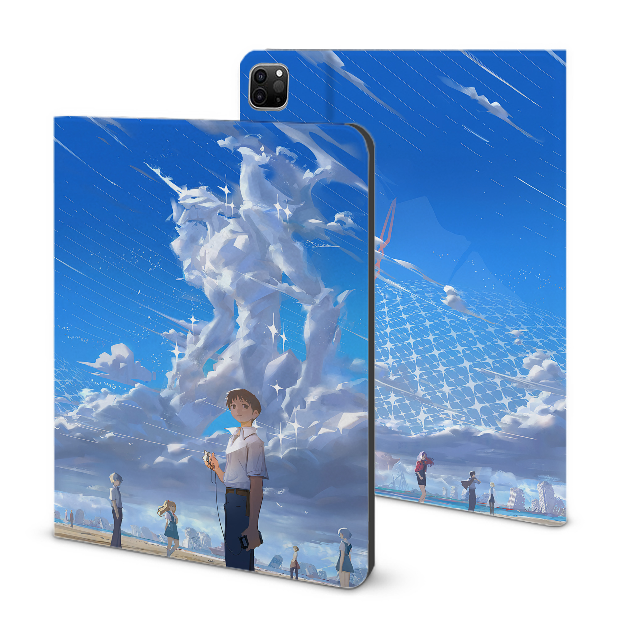 （画像用） EVA 新世紀エヴァンゲリオン IPad ケース ブック型 PUレザー TPU 耐衝撃 軽量 薄型 ペン収納なし 全面保護 IPad 各モデル対応
